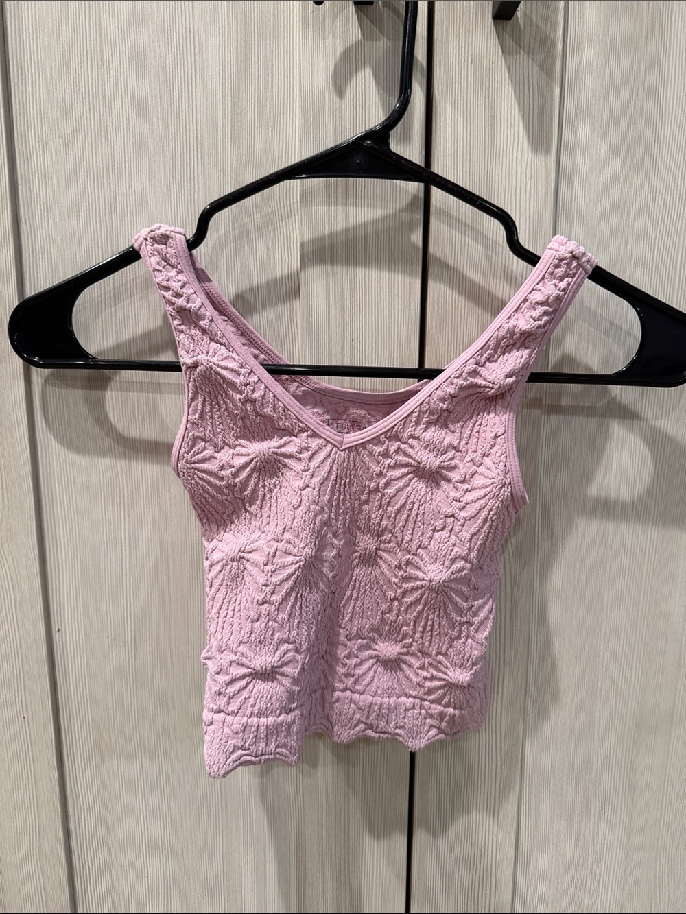Full Tilt Light Pink Textured V-Neck Tank Top